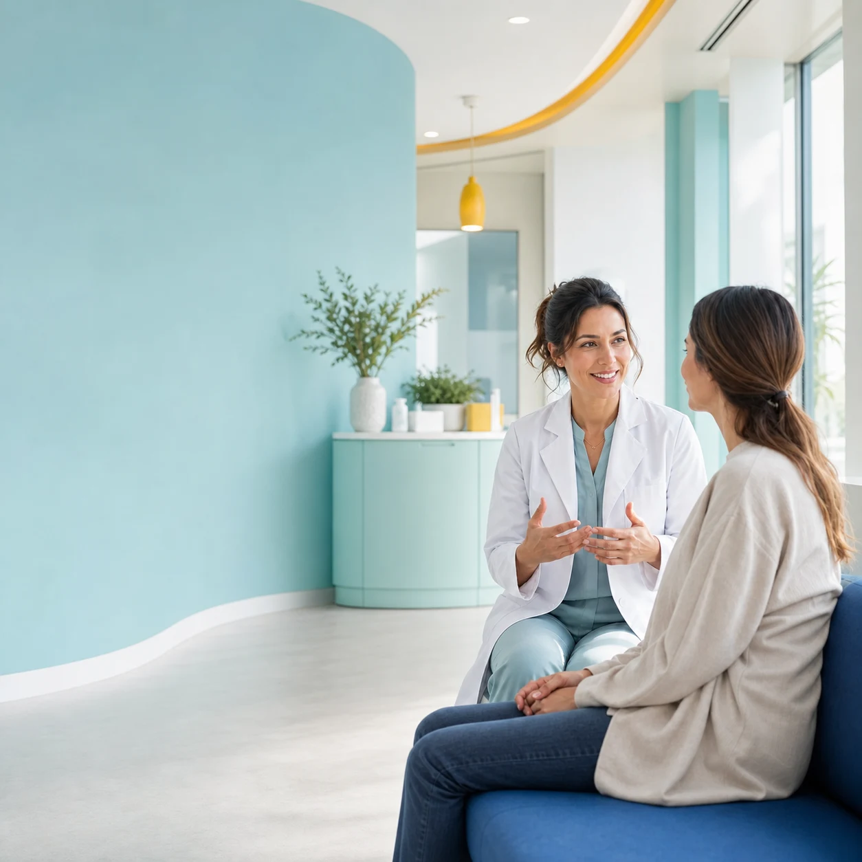 Healthcare website concept featuring a physician and patient