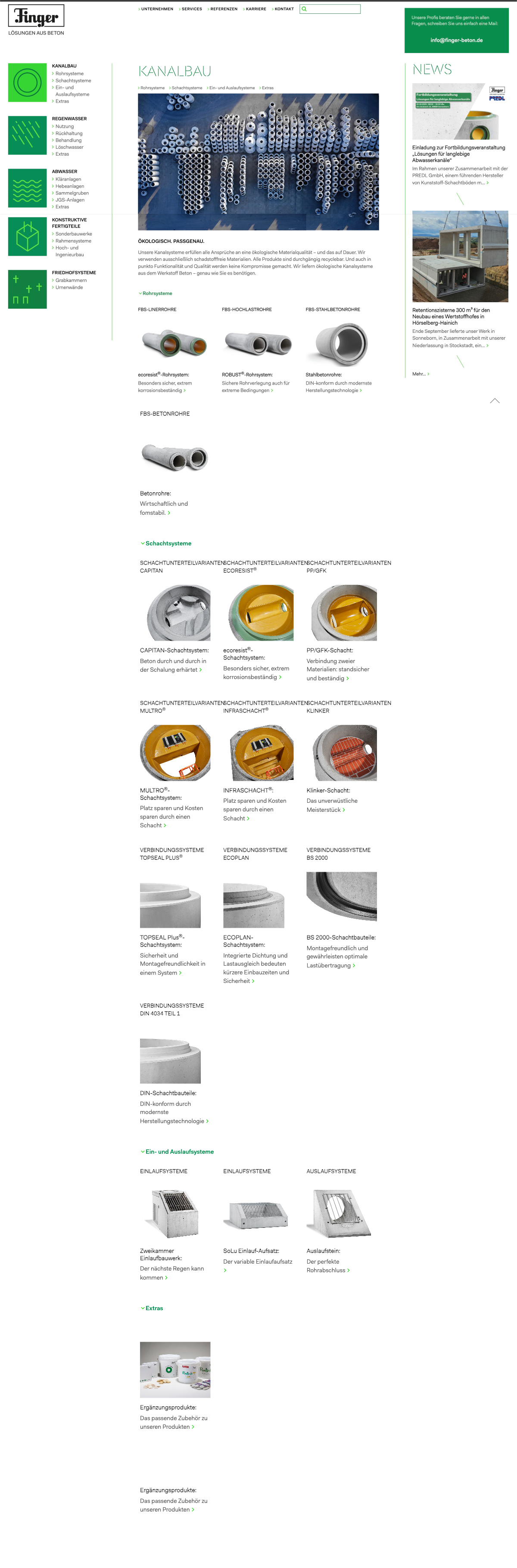 Finger-Beton Kanalbau